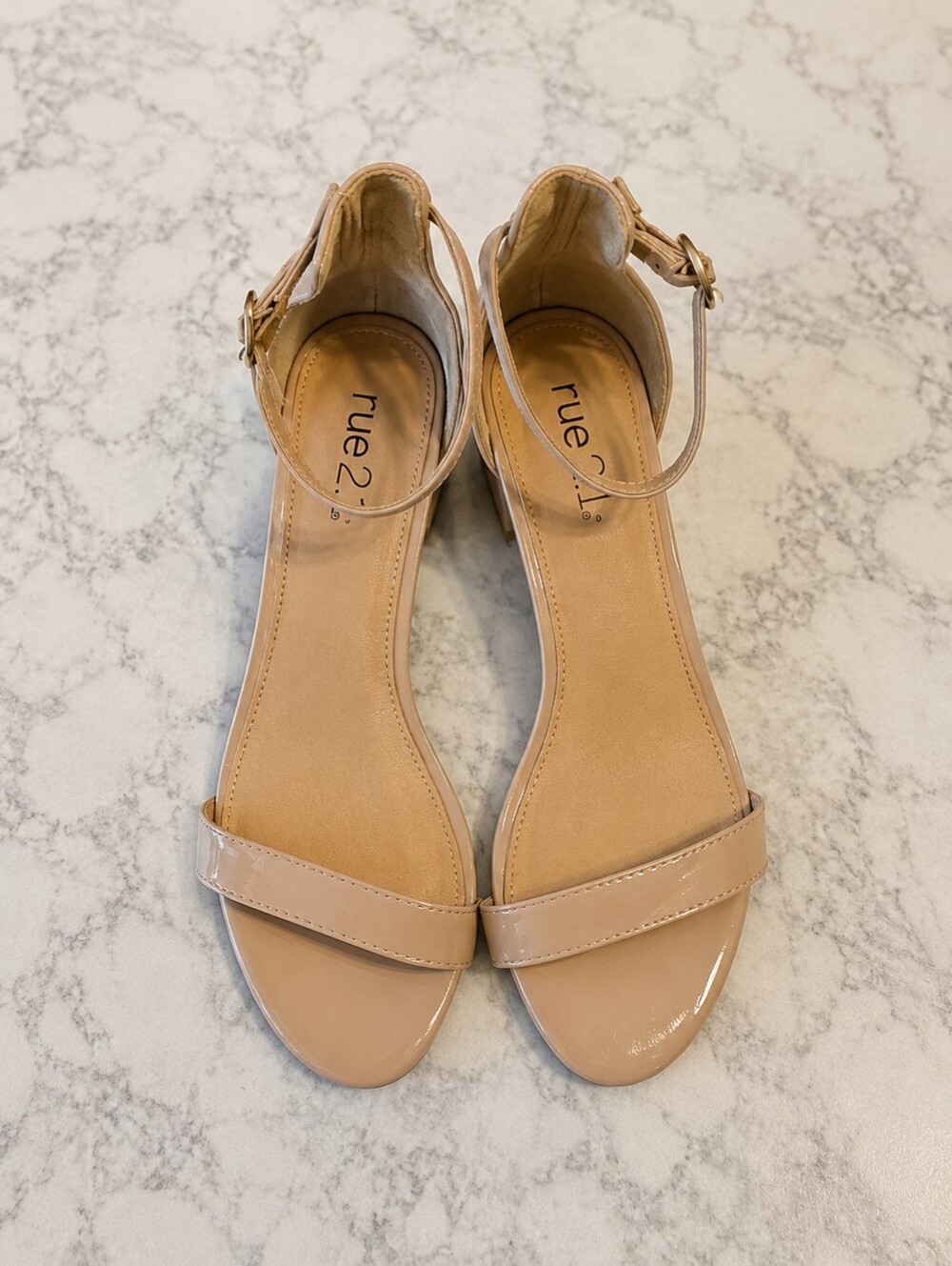 Beige Ankle Strap Sandals Heels